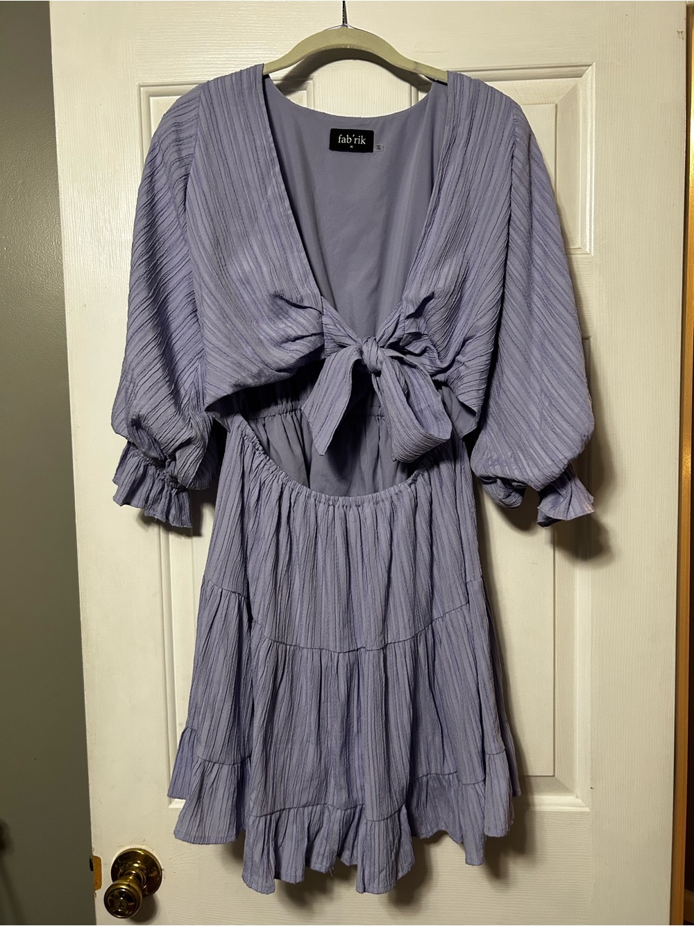 fab'rik Lavender Mini Dress with Tie Front